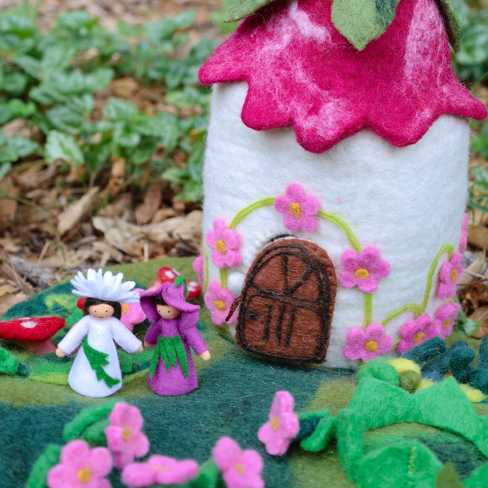 Waldorf Felt Playmat Fairy House Felted Playscape Plant Harvest Pick Play Mat Birthday Kids Eco Toy Preschool Nursery shops Pond Flowers Gnome