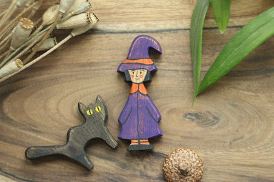 Wooden Witch and Black Cat