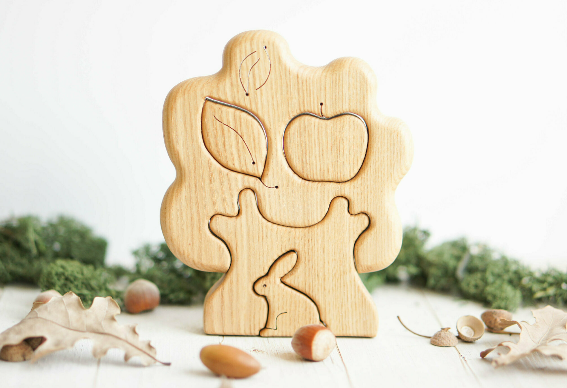 Sale Wooden Apple Tree and Rabbit Puzzle