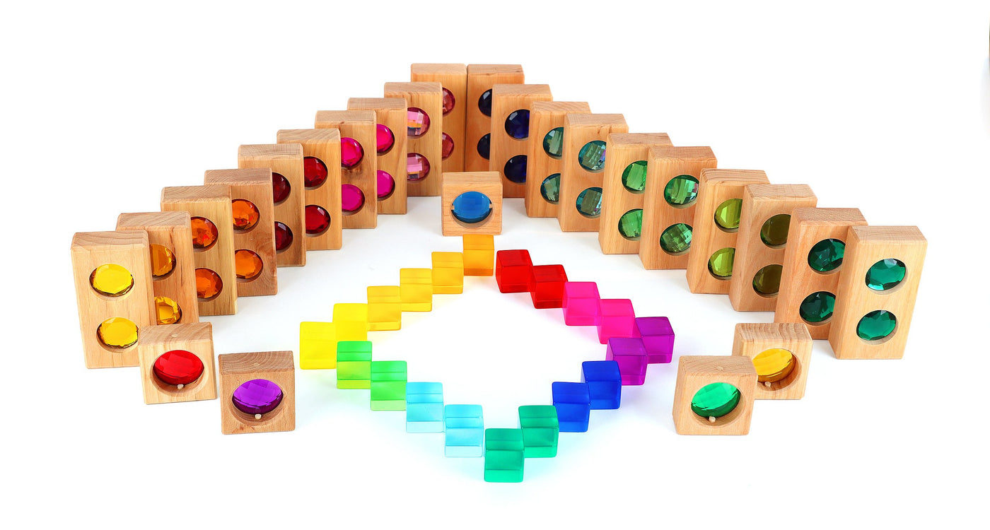 Pre-Order Bauspiel Small Color Track with Lucent Cubes, 45-Piece Set
