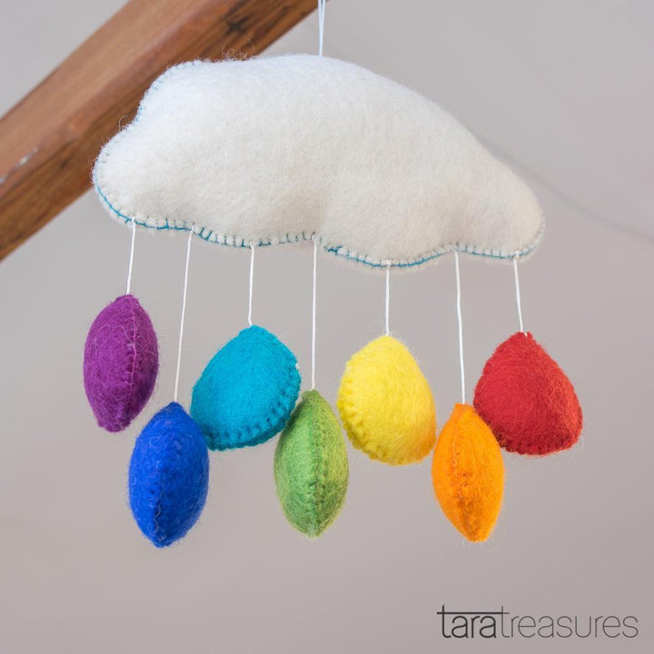Sale Cloud Nursery Mobile - Medium Rainbow Raindrops