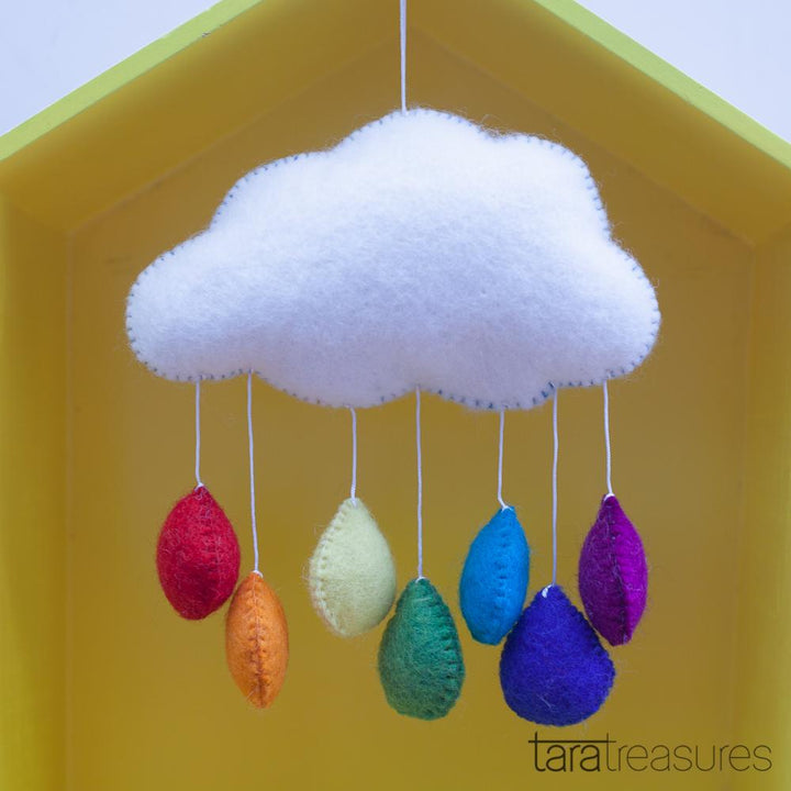 Sale Cloud Nursery Mobile - Medium Rainbow Raindrops