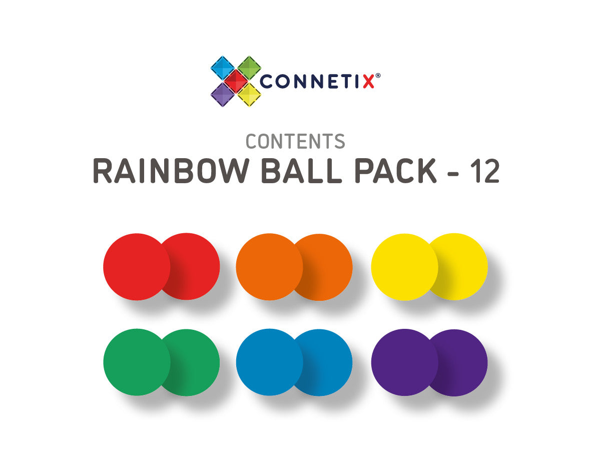 Connetix Tiles 12 Pc Rainbow Replacement Ball Pack