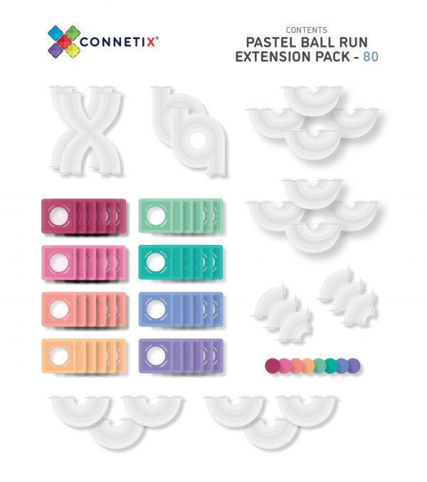 Connetix Tiles 80 pc Pastel Ball Run Expansion Pack