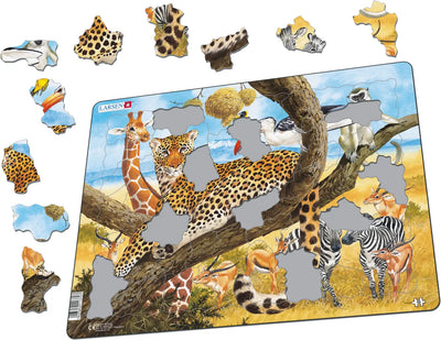 Larsen Leopard Lounging in a Tree on the African Savannah Puzzle