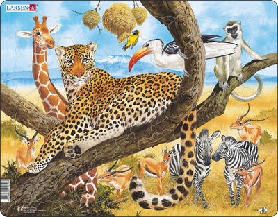 Larsen Leopard Lounging in a Tree on the African Savannah Puzzle