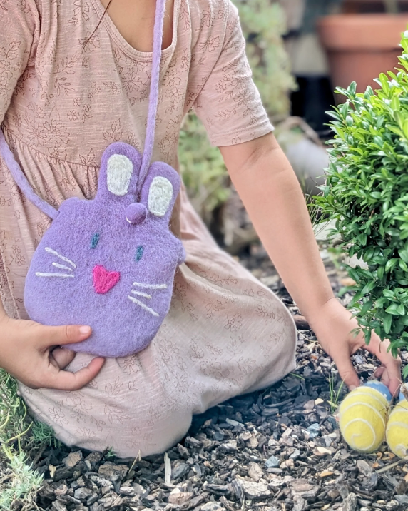 Sale Felt Bunny Easter Hunt Bag, Lilac