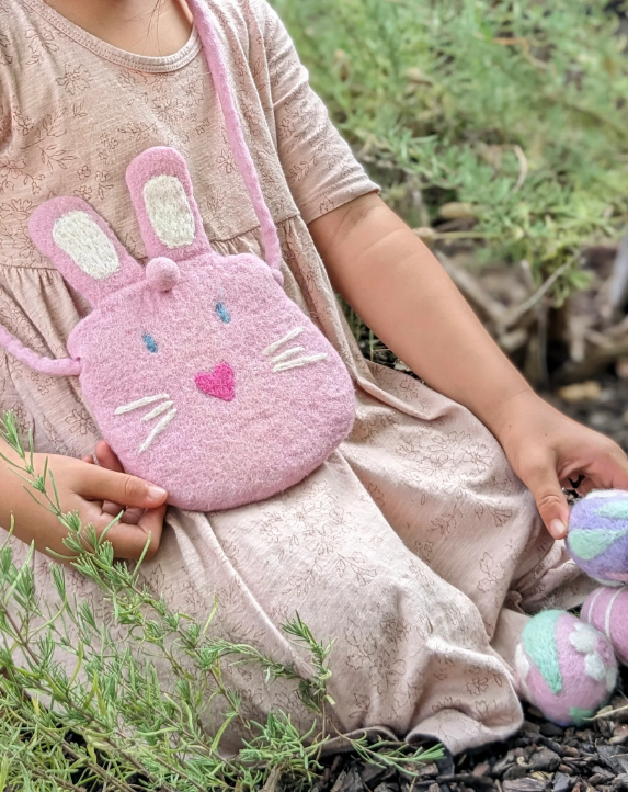 Sale Felt Bunny Easter Hunt Bag, Pink