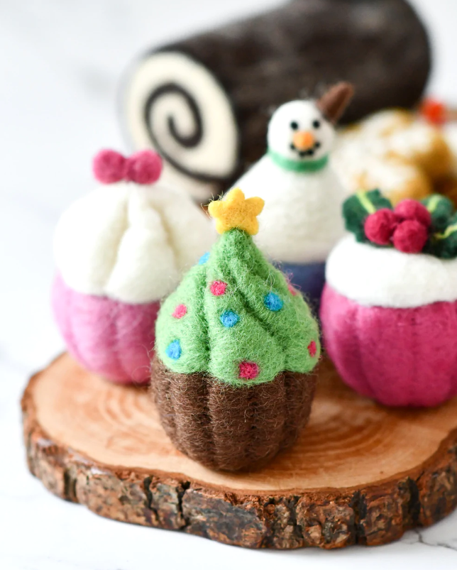 Pre-Order Felt Cupcake, Christmas Tree (Ships in November)