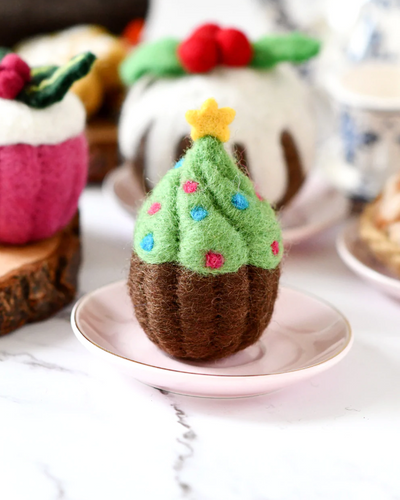 Pre-Order Felt Cupcake, Christmas Tree (Ships in November)