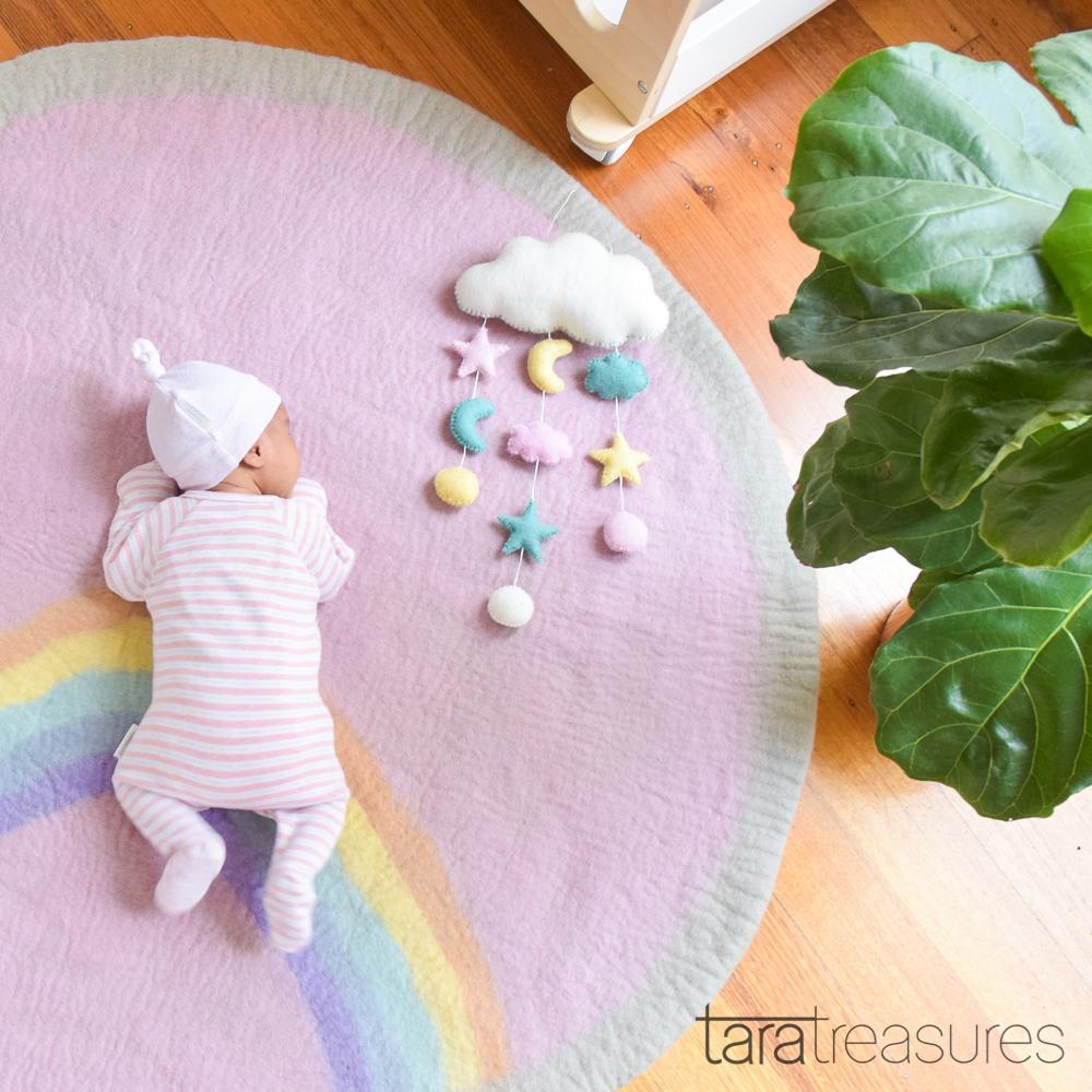 Sale Felt Nursery Rug - Pastel Rainbow