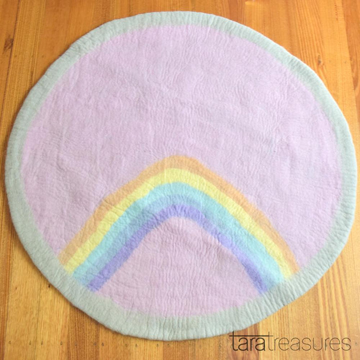 Sale Felt Nursery Rug - Pastel Rainbow