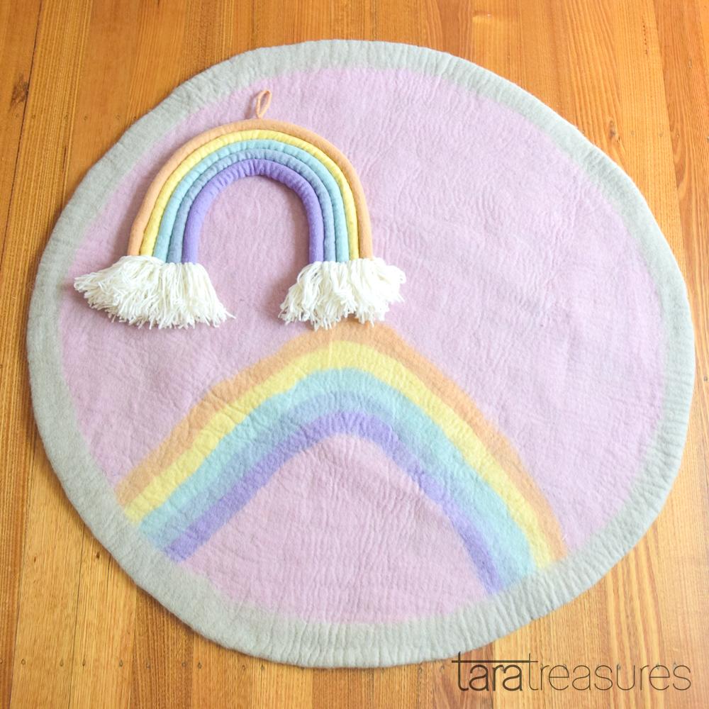 Sale Felt Nursery Rug - Pastel Rainbow