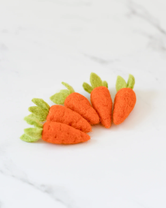 Felt Orange Carrots, Set of 5