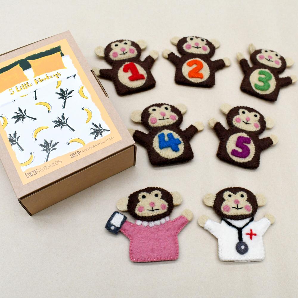Five Little Monkeys Finger Puppet Set of 7 My Toy Wagon