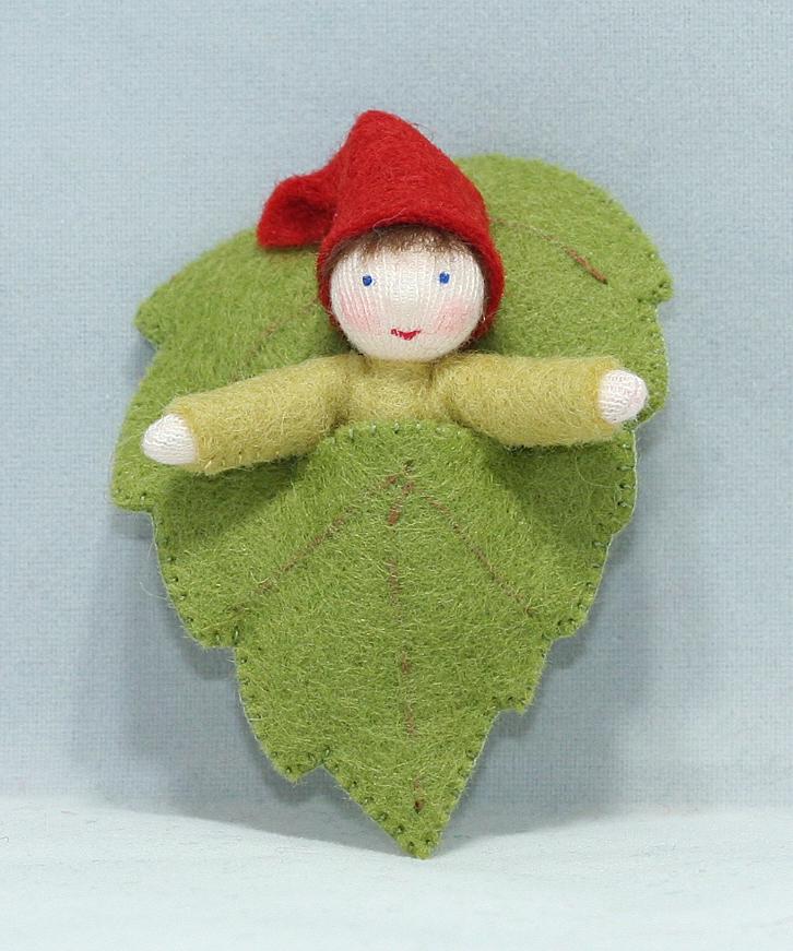 Forest Gnome Baby with Leaf Sack | Fair Skin Tone