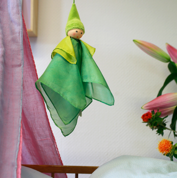 Nanchen Natur Handmade Silk Fairy Doll, Green/Lime