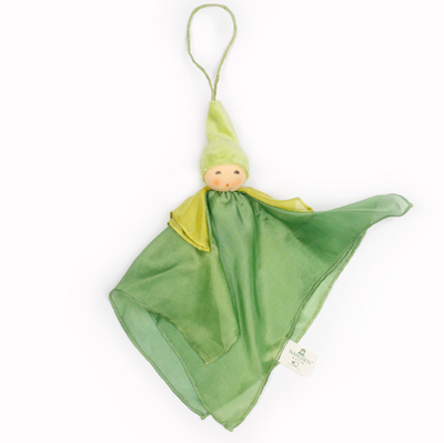 Nanchen Natur Handmade Silk Fairy Doll, Green/Lime