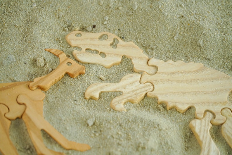 Sale Handmade Wooden Dinosaur Set