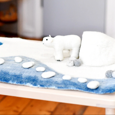 Large Arctic Antarctic Polar Play Mat Playscape and Polar Bear Set
