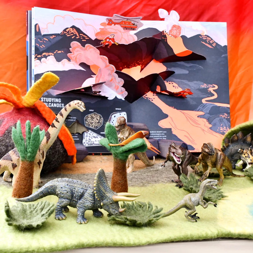 Large Dinosaur Land with Volcano Play Mat Playscape