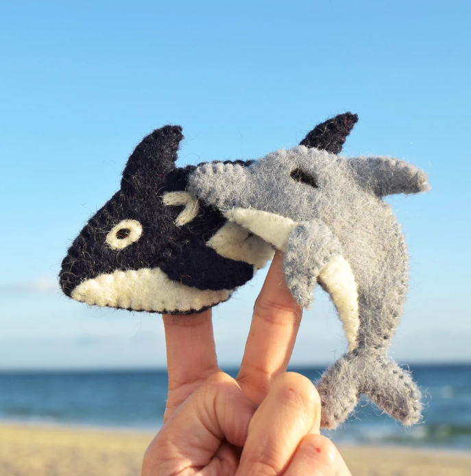 Ocean and Sea Creatures, Finger Puppet Set of 5, Style 2