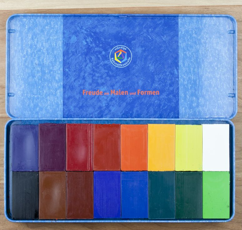 Stockmar Beeswax Block Crayons in Tin Case, Set of 16 Colors