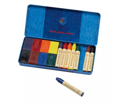 Sale Stockmar Wax Crayons Combo in Tin Case, 8 Blocks and 8 Sticks (Seconds)