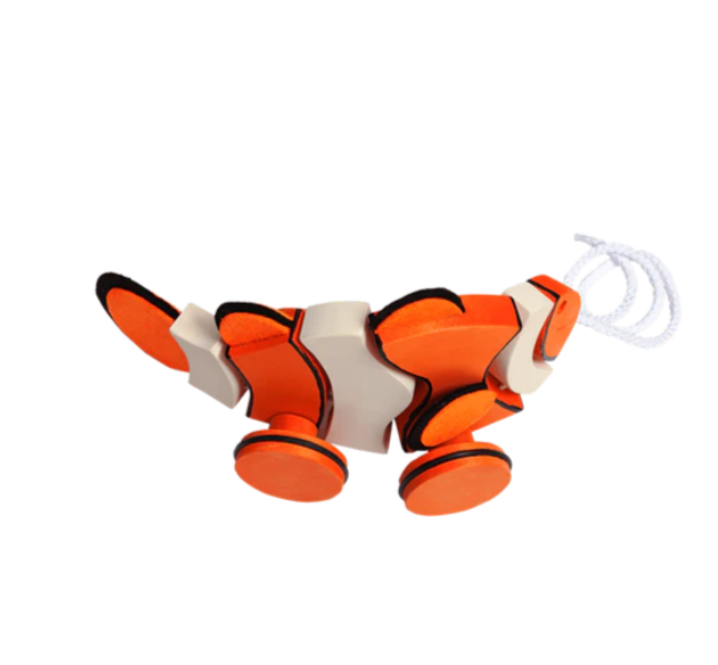 Sale Wooden Clown Fish Pull Along Toy