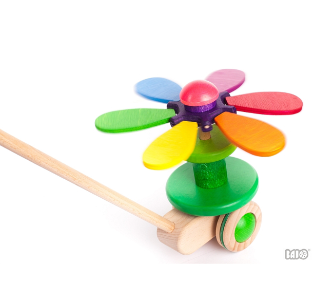 Bajo Wooden Flower Rainbow Push Toy