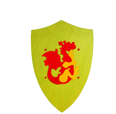 Sale Wooden Toy Shield with Green Dragon
