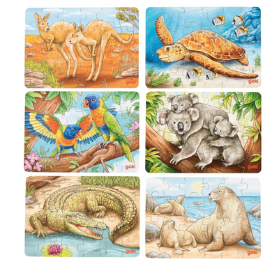 Sale Goki Mini Australian Animals Puzzles, Set of 6