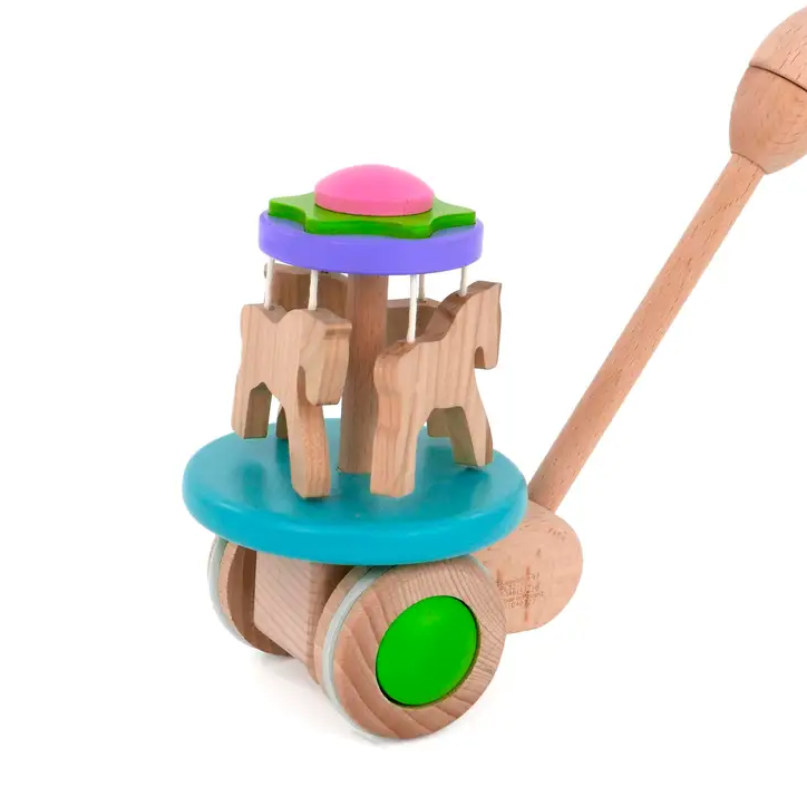 Pre-Order Bajo Wooden Carousel Push Toy (Ships in early April)