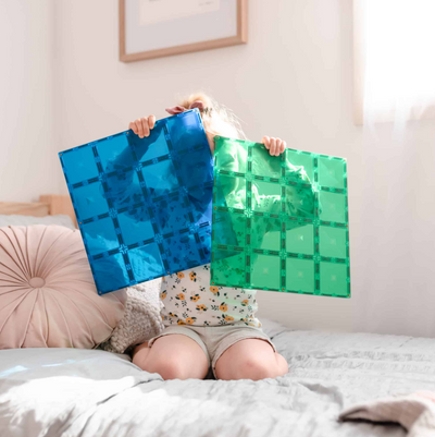 Connetix Tiles 2 Piece Base Plate Blue & Green Pack