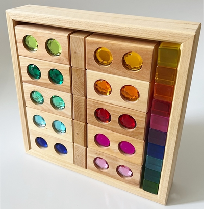 Pre-Order Bauspiel Small Color Track with Lucent Cubes, 45-Piece Set