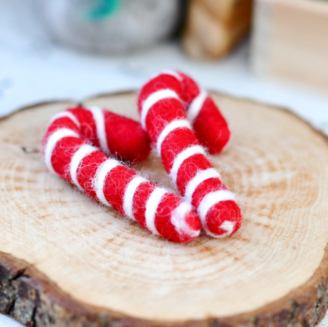 Sale Felt Candy Canes, Set of 2, Red