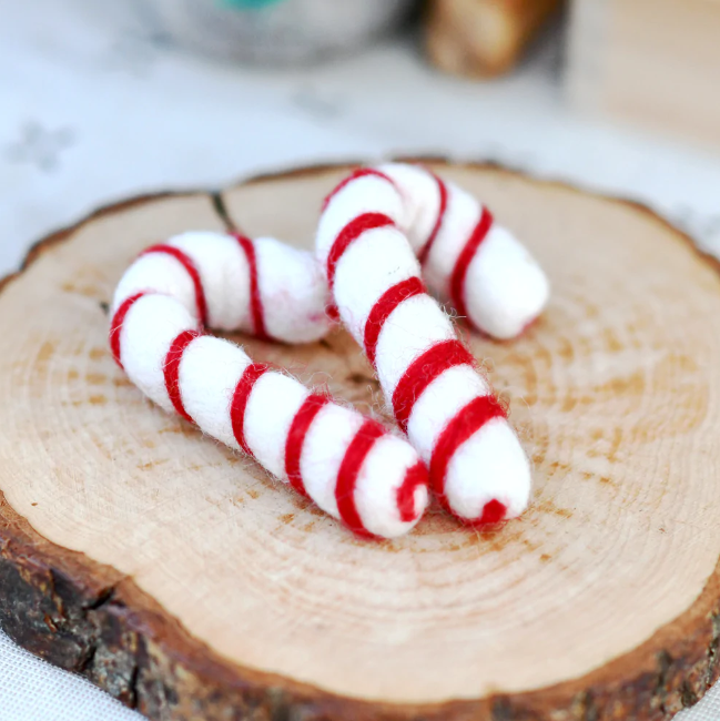 Felt Candy Canes, Set of 2, White