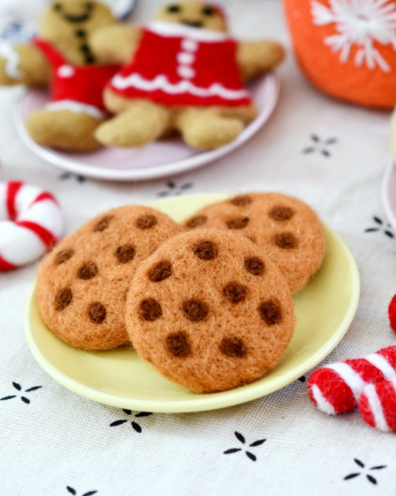 Felt Chocolate Chip Cookies, Set of 3