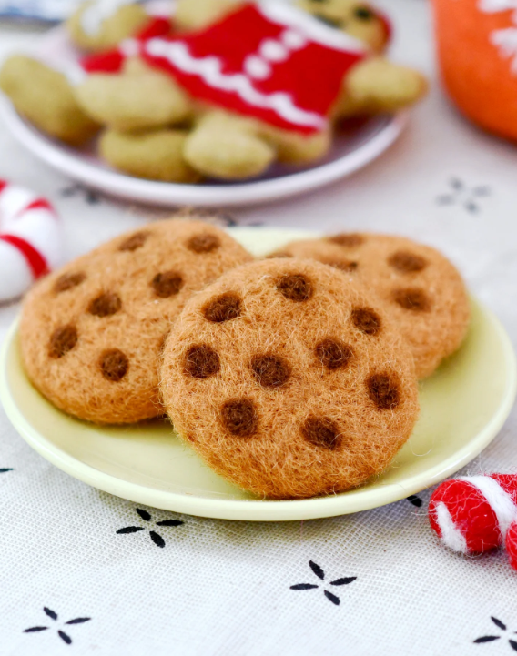 Felt Chocolate Chip Cookies, Set of 3