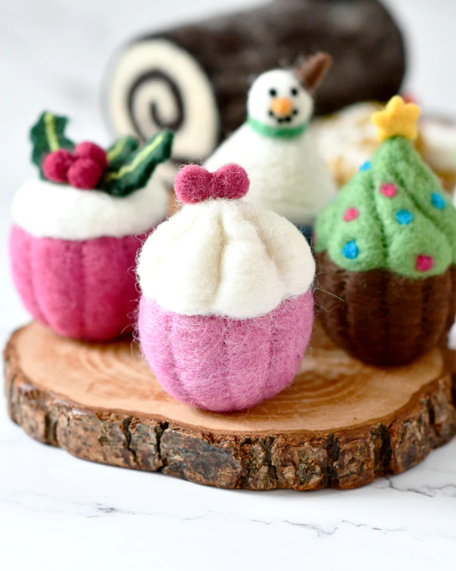 Felt Cupcake, Pink Ribbon