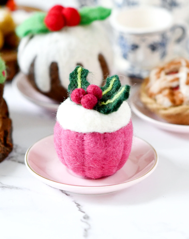 Felt Cupcake, Holly Berry