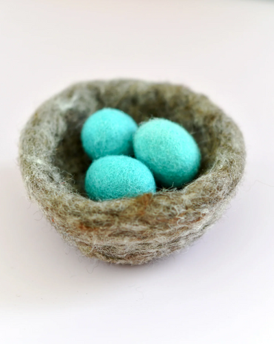 Sale Felt Nest with 3 Blue Robin Eggs