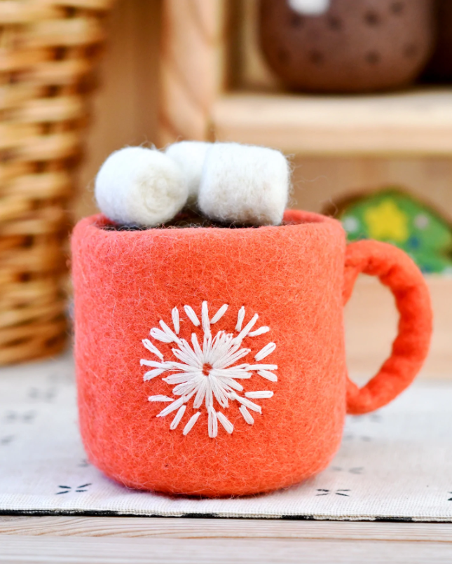 Felt Hot Chocolate with Marshmallows, Red
