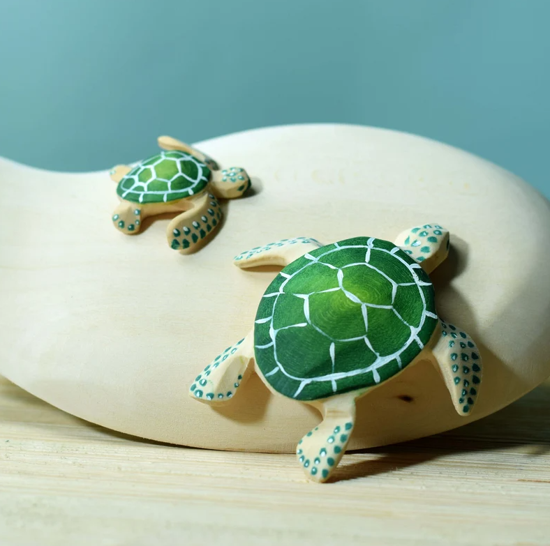 Pre-Order Bumbu Wooden Green Turtle, Baby (Ships in July)
