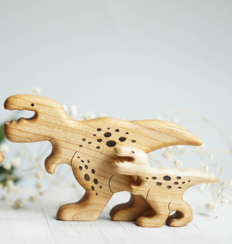 Wooden T-Rex Mama and Baby