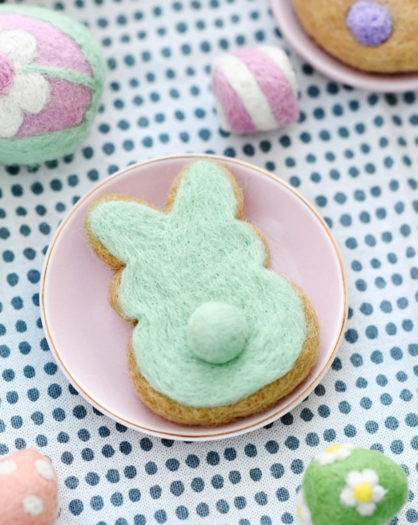 Felt Easter Bunny Cookie, Mint Green | Wool Felt Play Food | My Toy Wagon