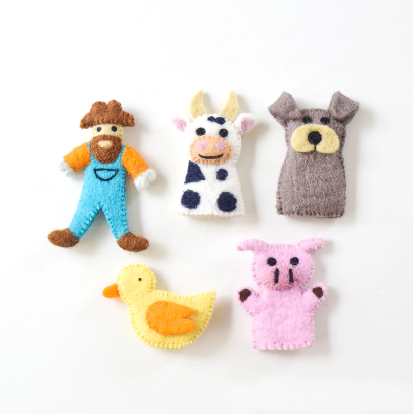 Old MacDonald Farm Animals Finger Puppet Set