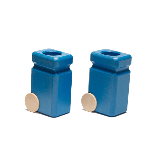 Fagus Wooden Recycling Cans, Blue