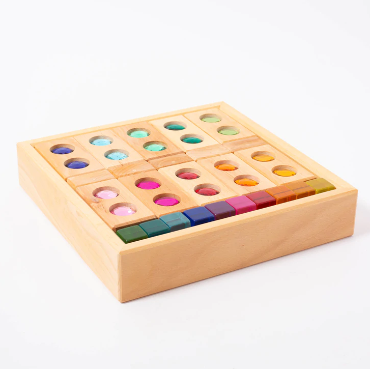 Pre-Order Bauspiel Small Color Track with Lucent Cubes, 45-Piece Set