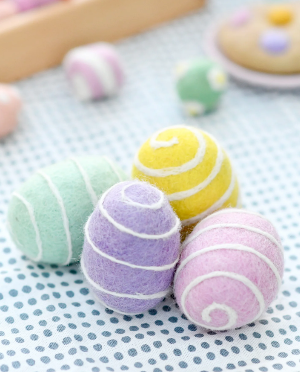 Felt Spiral Eggs, Set of 4